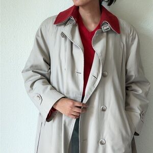 vintage red collar trench coat